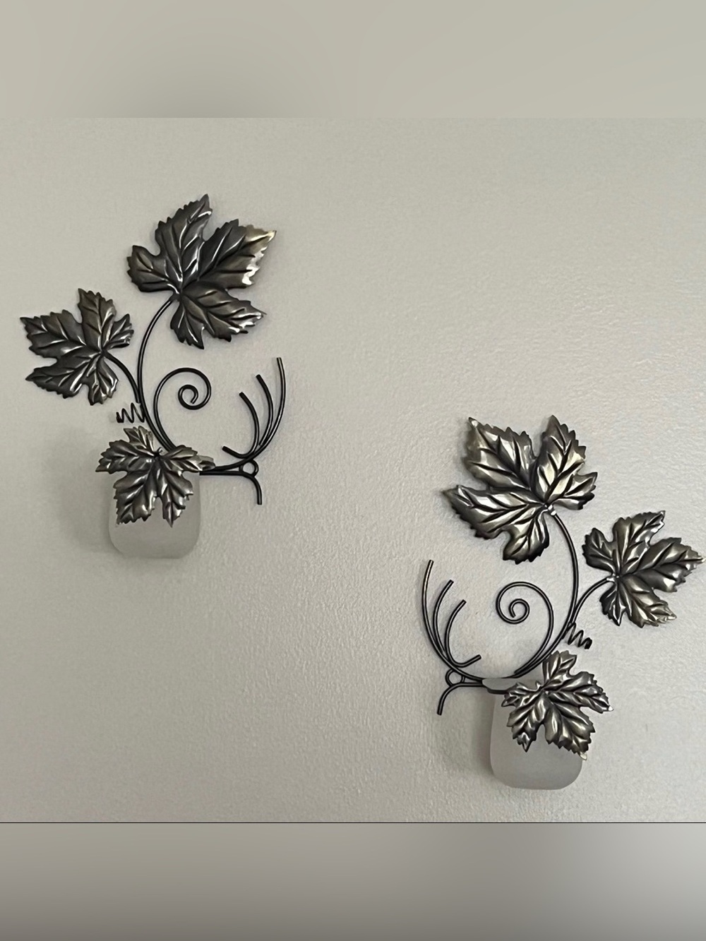 Party Lite Antique Grape Leaf Sconce Pair